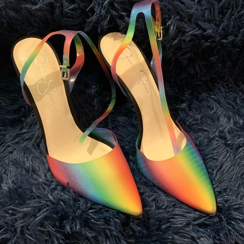 Jessica Simpson rainbow heels size 11.
